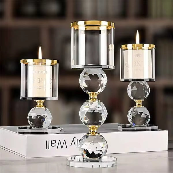3 PiecesCrystal Candle Holder Set - Elegant Romantic Theme Desktop Decor, Suitable For Dinner, Anniversary, Birthday And Holiday Celebrations - Luxury American Candlelight Centerpiece, Home Dining Table Decoration, Room Decor, Graduation Gift