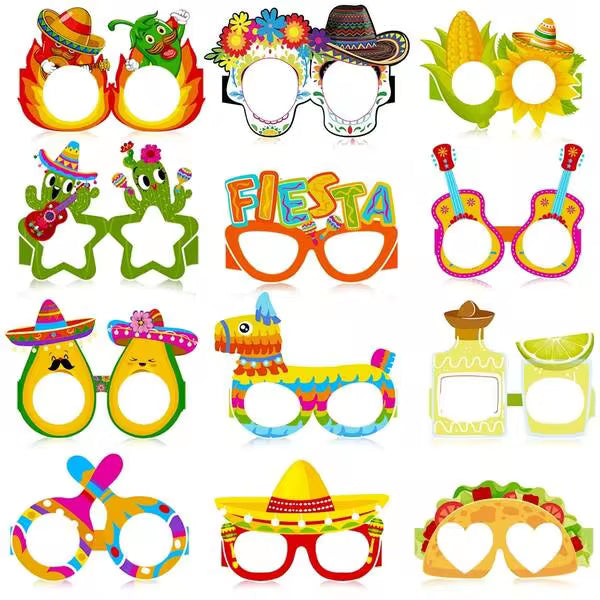Disposable Paper Glasses For Mexican Carnival Party, Taco Cactus Pinata May 5th Costume Photo Booth Props, Taco Twosday Birthday Let's Fiesta Favors